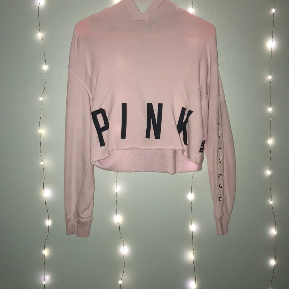 cropped, light pink, hoodie